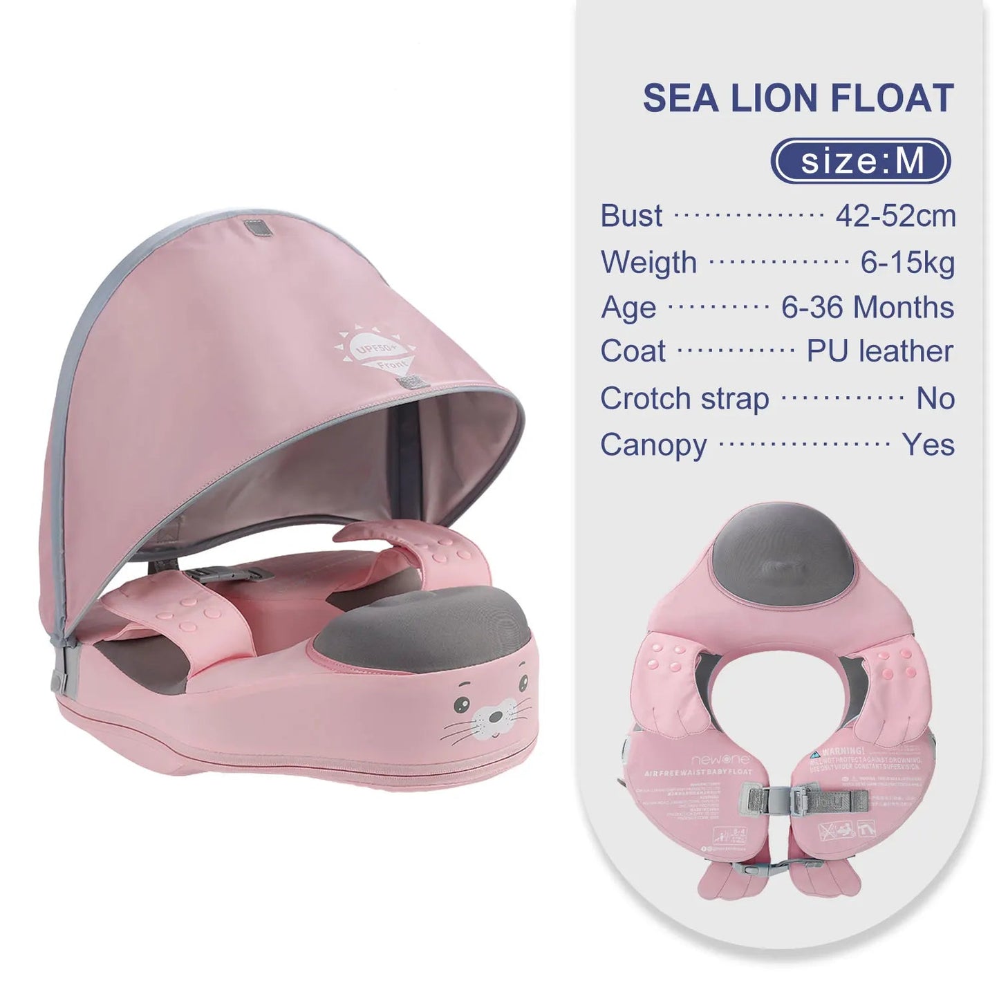 Salvagente per Bambini 6 Mesi – 7 Anni con Tettuccio Rimovibile – Non Gonfiabile, Comodo e Protettivo