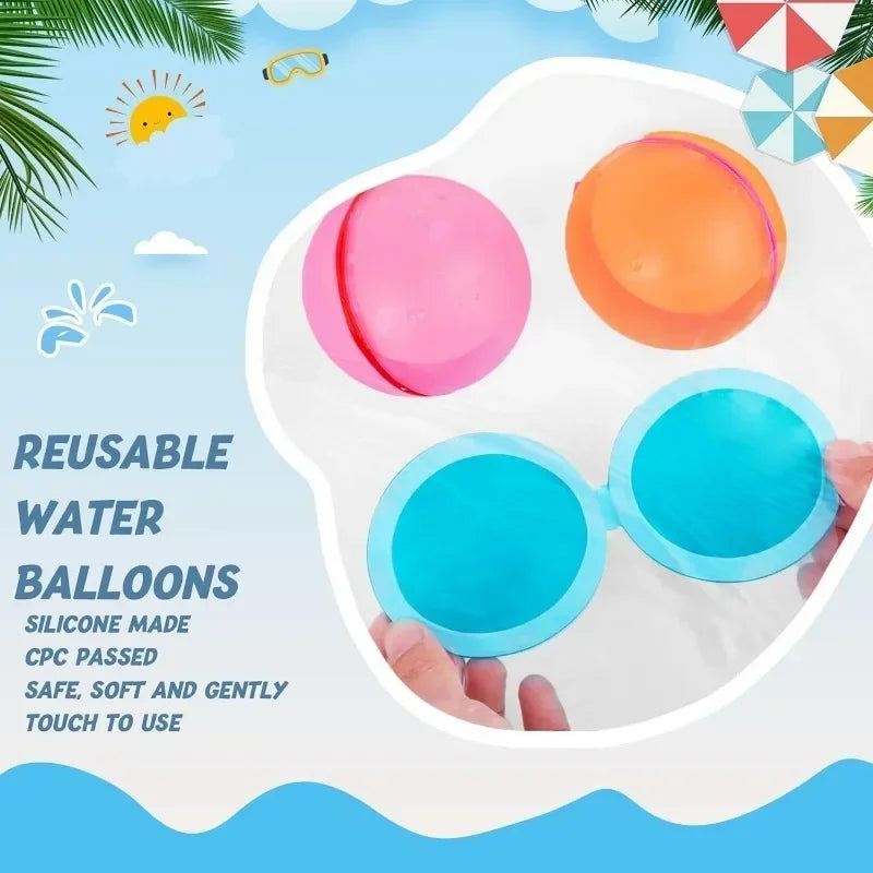 6PC Reusable Water Bombs Silicone Magnetic Water Balls Pool Water Toys