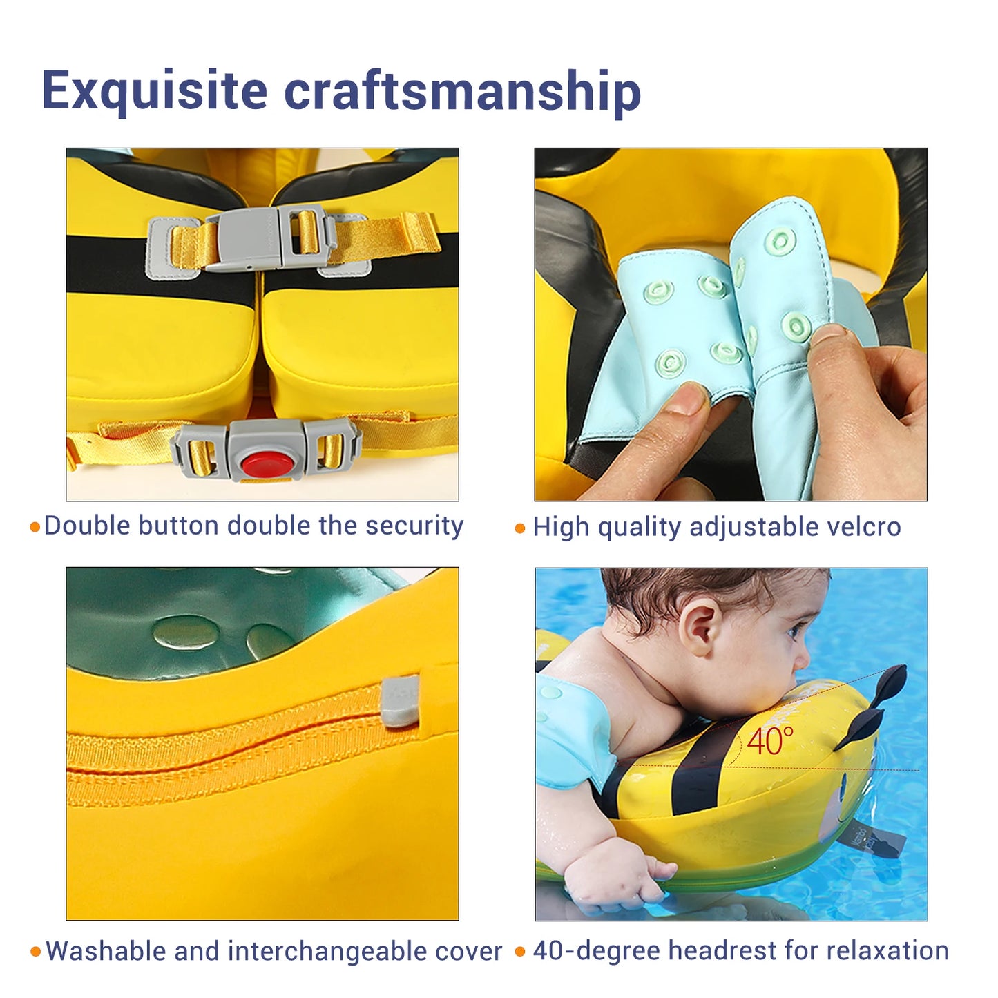 Salvagente per Bambini 6 Mesi – 7 Anni con Tettuccio Rimovibile – Non Gonfiabile, Comodo e Protettivo