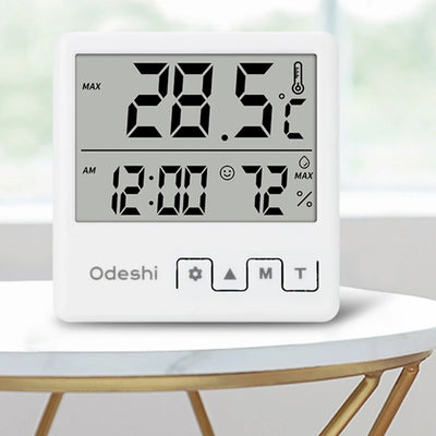 Compact Digital Thermohygrometer with Clock & Alarm ABS Material for Household