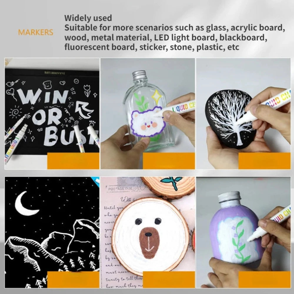 Weißes Flüssigkreide-Set, Whiteboard-Stift, Markierstift, Werbe-LED-Leuchttafel-Stift, mit Wasser löschbarer Markierstift