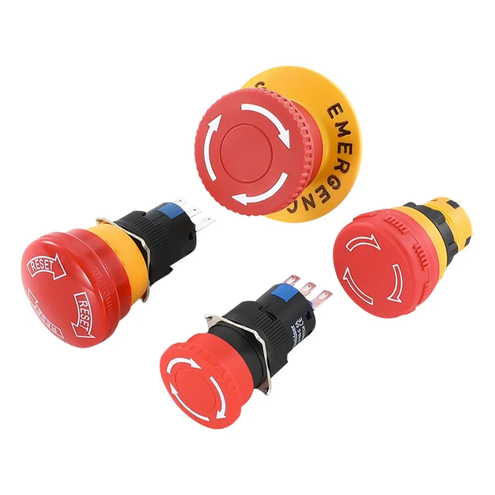 Plastic Interrupteur d'arrêt d'urgence à verrouillage automatique Bouton à verrouillage à tête champignon rouge