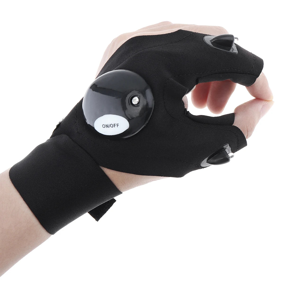 Guanti Elasticizzati in Cotone a Mezze Dita con Torcia LED per Riparazioni Domestiche Notturne
