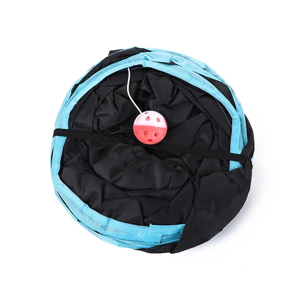 Non-Electrical Plastic Cat Tunnel Toy for Indoor Cats - Collapsible Play Tube with Peek Hole