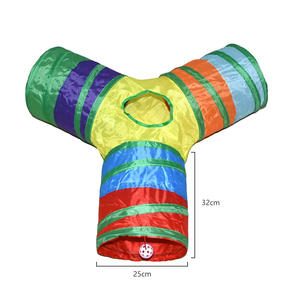 Non-Electrical Plastic Cat Tunnel Toy for Indoor Cats - Collapsible Play Tube with Peek Hole