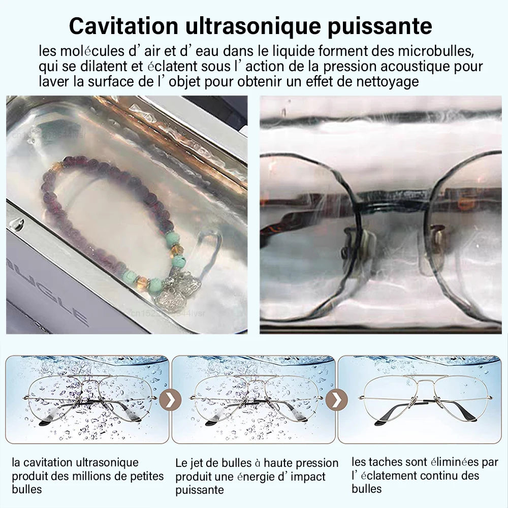 Nettoyeur à ultrasons 35W, nettoyeur de lunettes et de bijoux, 500ML, Machine de nettoyage à ultrasons, bain de lavage pour lunettes