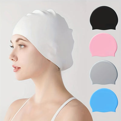 Unisex Silicone Swimming Cap Waterproof Non Slip Swim Hat for Pool Beach Diving and Daily Use