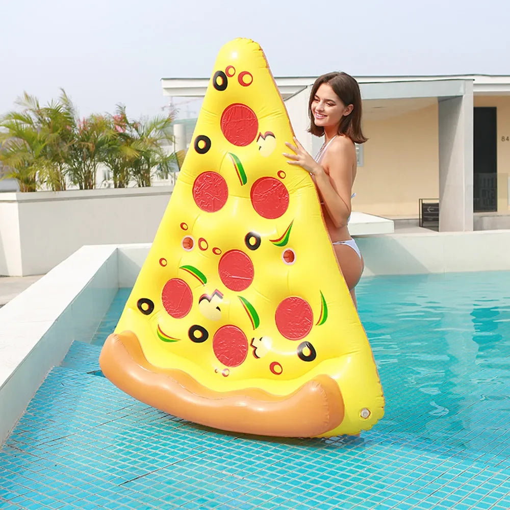 Flotador inflable gigante en forma de rebanada de pizza para piscina, colchoneta de agua, anillo de natación para diversión en fiestas de piscina de verano