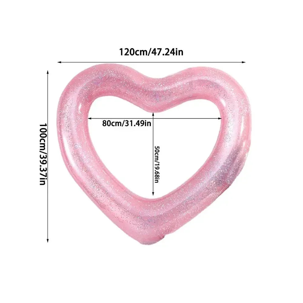 Herzförmiger aufblasbarer Pool-Float für Kinder und Erwachsene, PVC-Schwimmring, langlebiges Wasserspielzeug für Strand- und Poolpartys