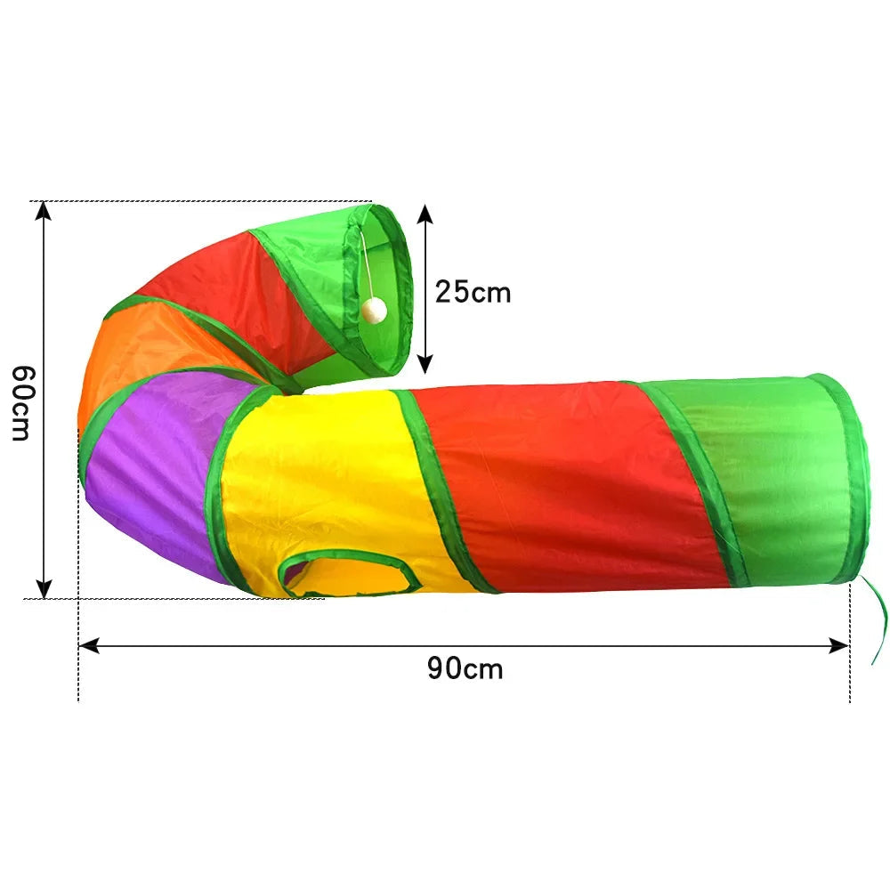 Non-Electrical Plastic Cat Tunnel Toy for Indoor Cats - Collapsible Play Tube with Peek Hole