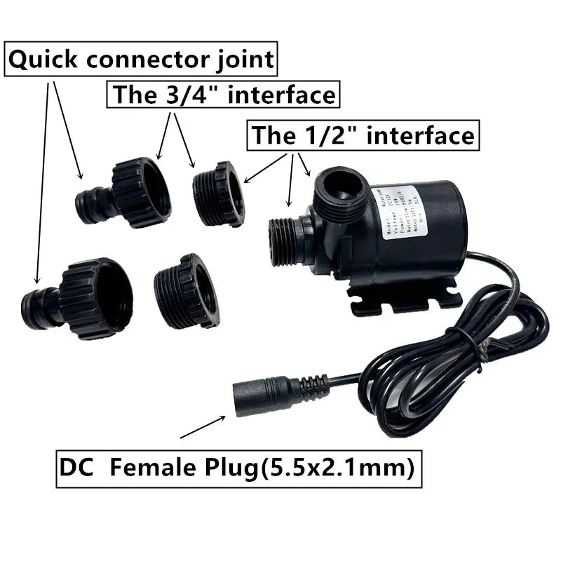 800L/H 12V 19W Low Noise Waterproof Solar Mini Brushless Motor Water Pump Submersible Pump Circulation Pump