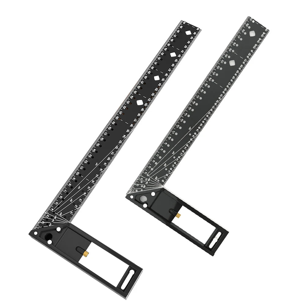 Outil de mesure multi-angle Équerre de charpentier en acier au carbone à 90 degrés Règle de traçage à trous Équerre Rapporteur