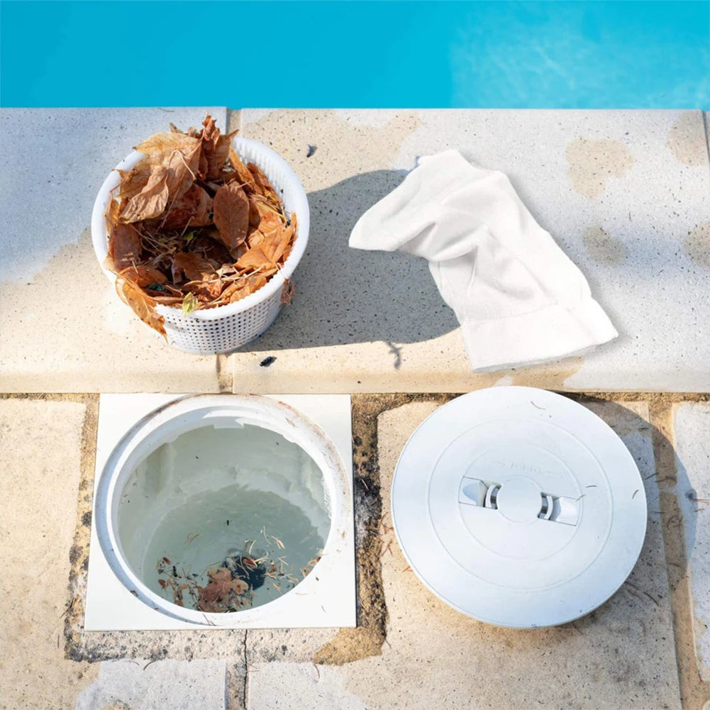 Chaussettes d'écumoire de piscine réutilisables, filtre en maille de nylon ultra-fine pour débris, feuilles et cheveux, compatible avec les paniers de piscines creusées et hors sol