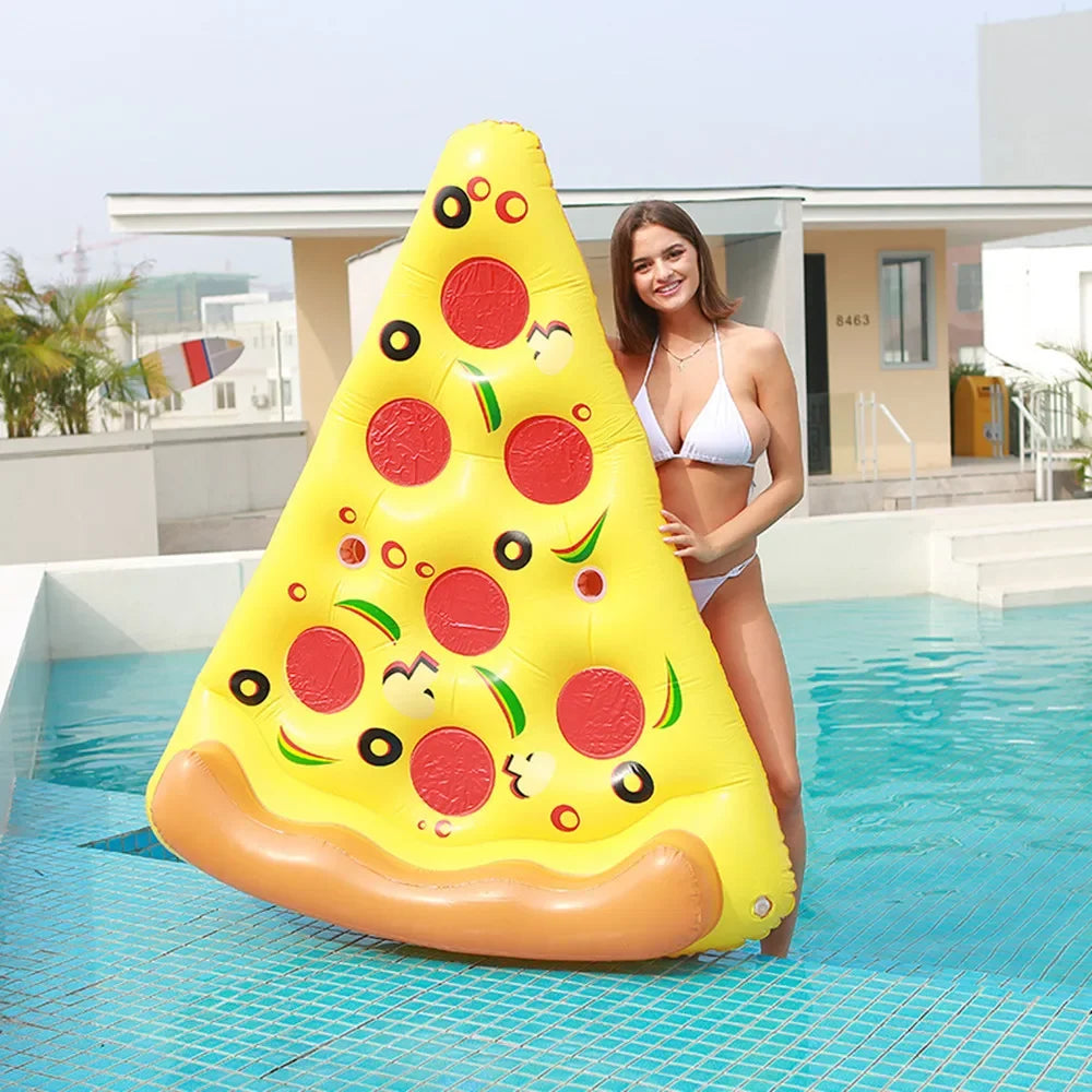 Flotador inflable gigante en forma de rebanada de pizza para piscina, colchoneta de agua, anillo de natación para diversión en fiestas de piscina de verano