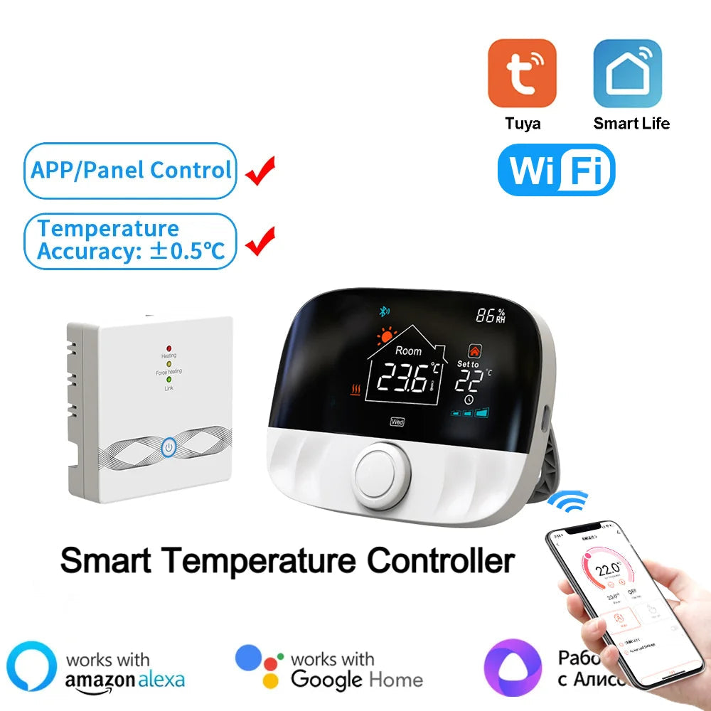 RF433 Wireless Floor Heating Water Gas Boiler Smart Living Temperature Controller, Tuya Smart Home WiFi Thermostat