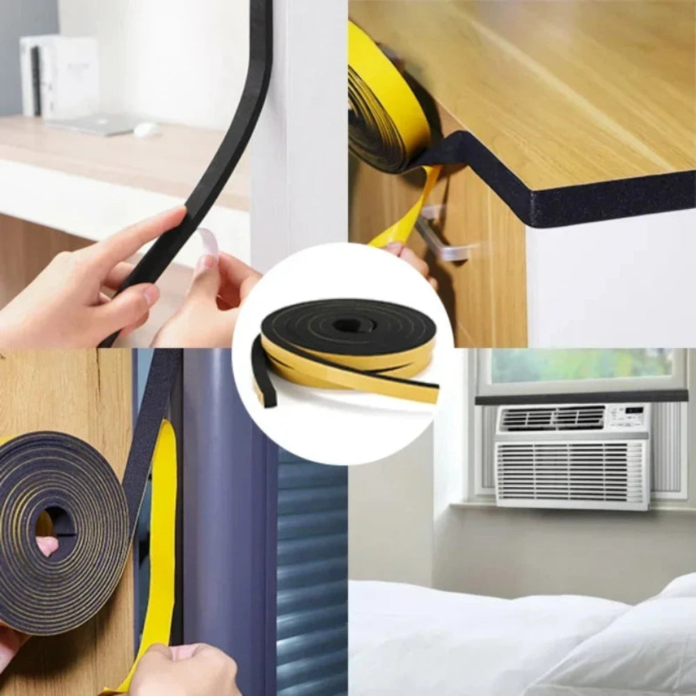 Bande d'Étanchéité de Porte et Fenêtre en Éponge de Caoutchouc EVA Insonorisante Anti-collision Autocollante Isolation Murale Mousse Acoustique