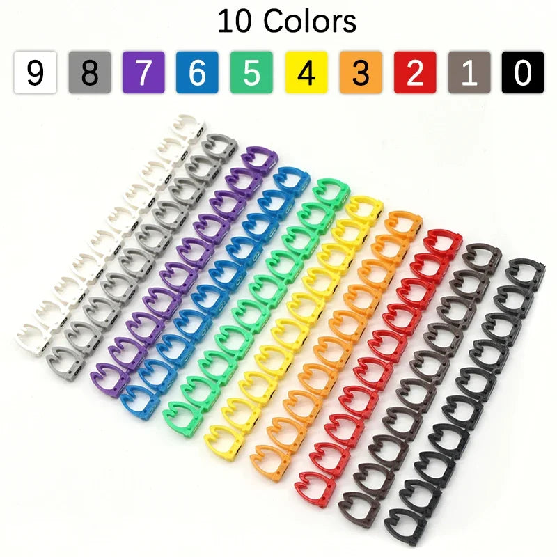 Cable Markers : Étiquettes numérotées colorées pour l'identification des câbles réseau de 2 à 8 mm