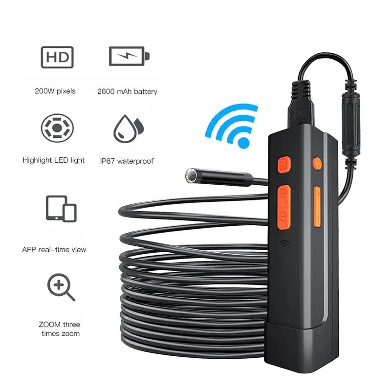 Endoscope sans fil 1080P, caméra d'inspection endoscopique WiFi à objectif simple et double, étanche, pour tuyau serpent, pour Android et IOS