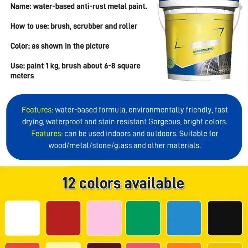 Peinture métallique antirouille à base d'eau, 350g, peinture de rénovation pour acier, Anti-corrosion, garde-corps extérieur étanche, portes en fer