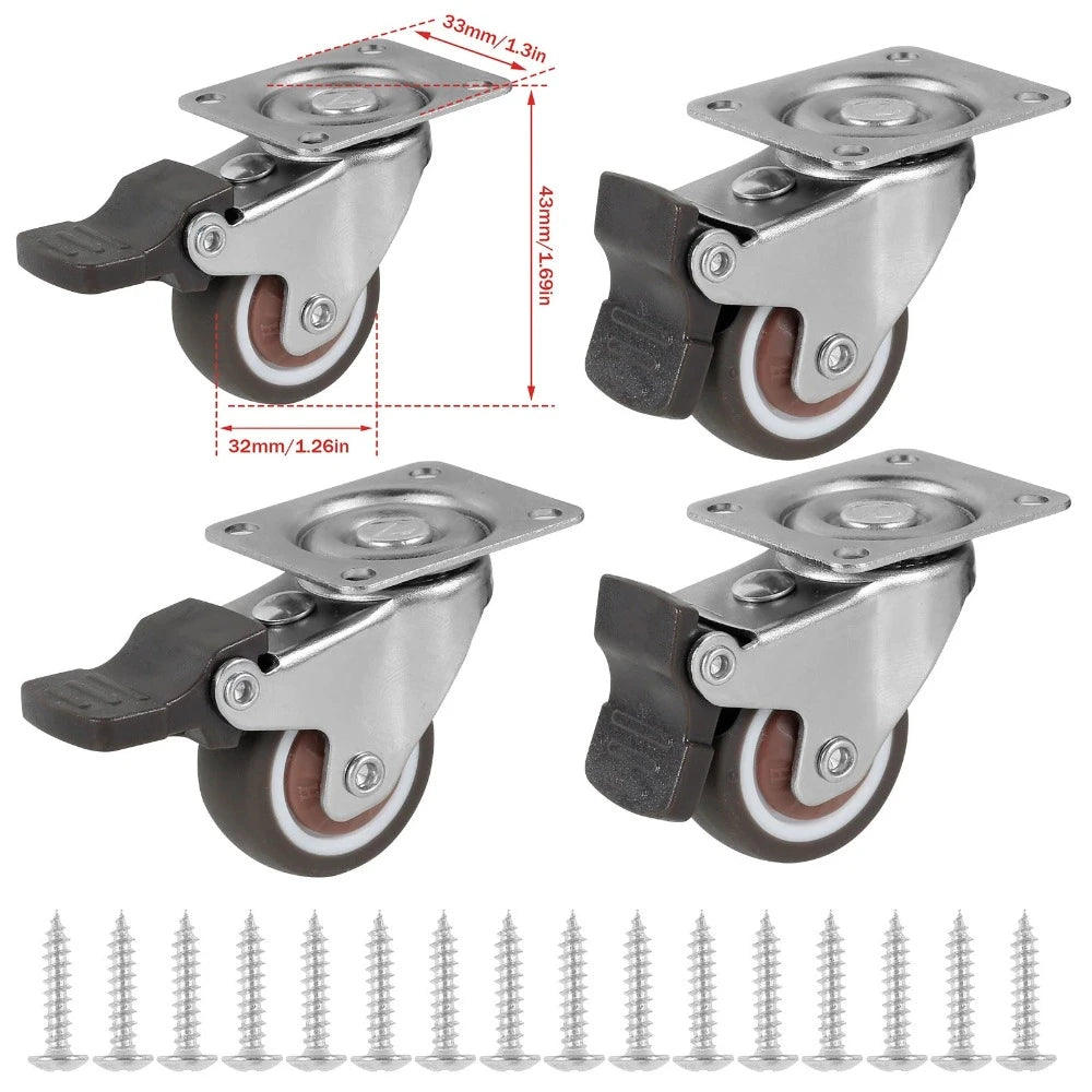 4 piezas Ruedas para Muebles Ruedas Giratorias Universales con Freno de Seguridad Ruedas Silenciosas para Carro