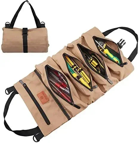 Portable Roll Up Oxford Tool Organizer Bag Multi Pocket Small Tool Pouch for Handyman Electrician DIY Use