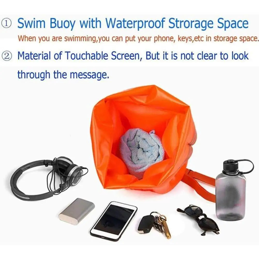 Swimming Buoy Tow Lightweight Swimming Air Bag Storage With Waist Belt Water Sport Swimming Storage Float Tools