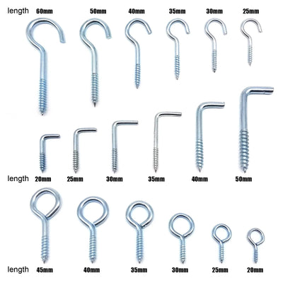 25pc Picture Photo Frame Lamp Light Cabinet Plant Curtain Net Wire Ceiling Eye Bolt Eyebolt Screw in Hanger O L C Cup Hook Clasp