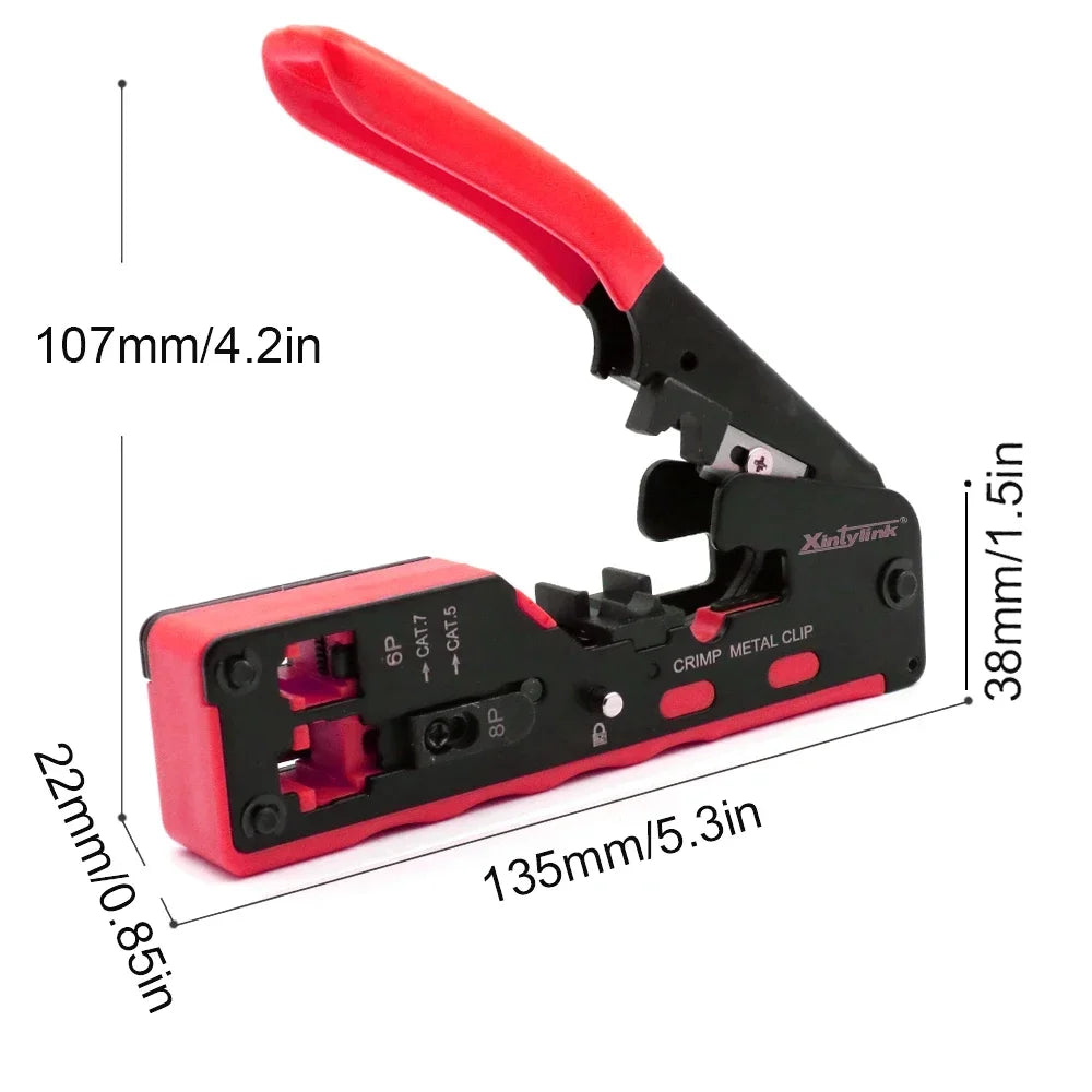 2024 RJ45 Crimping Tool Kit for CAT5-CAT8 Ethernet Cable with Stripper and Cutter