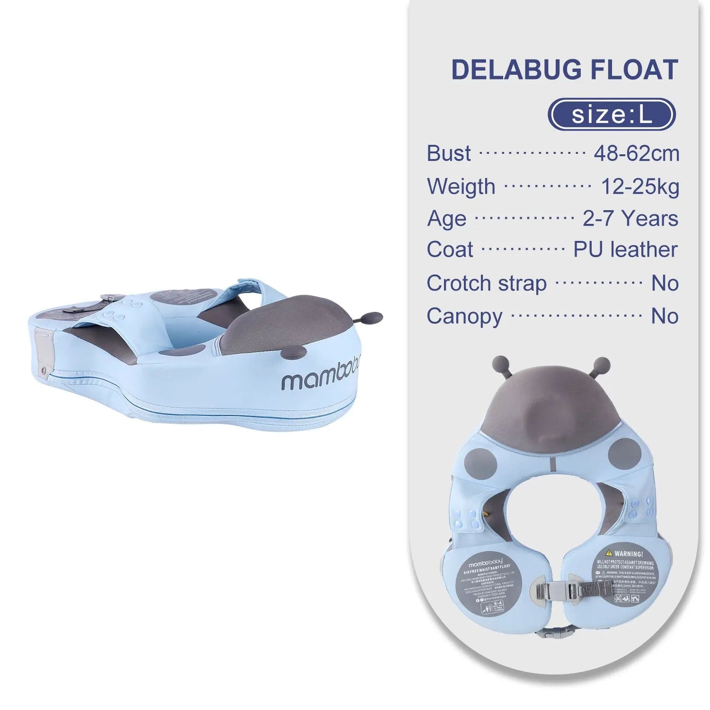 Salvagente per Bambini 6 Mesi – 7 Anni con Tettuccio Rimovibile – Non Gonfiabile, Comodo e Protettivo