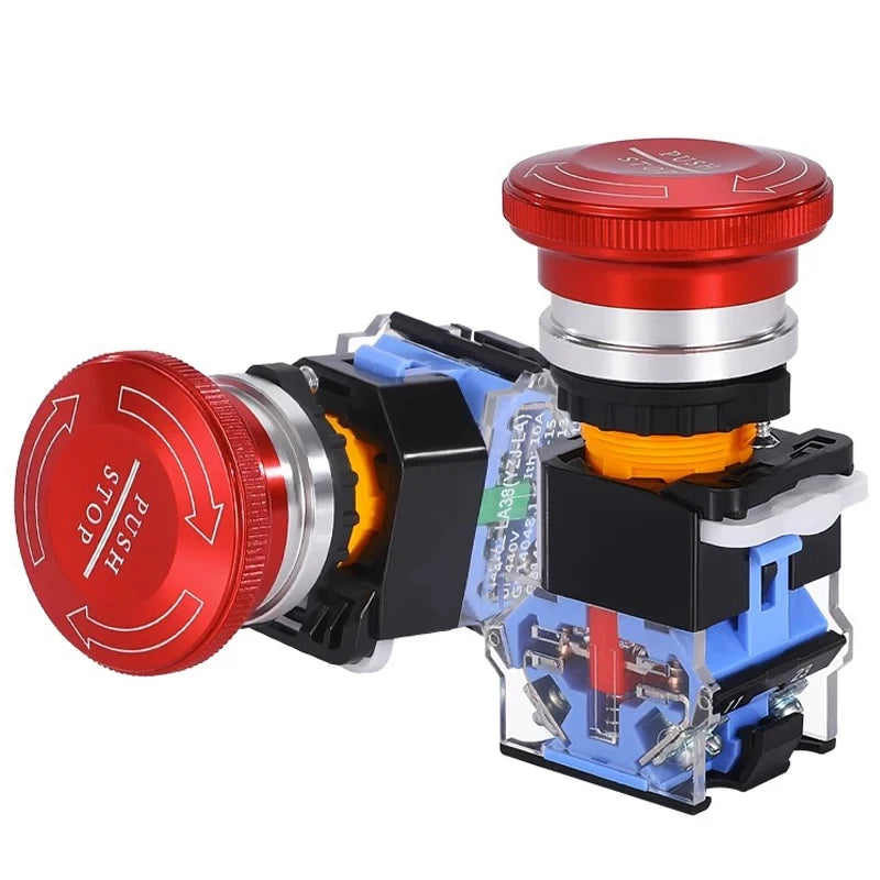 Waterproof Bouton d'arrêt d'urgence champignon en métal inoxydable aluminium plastique avec bouton moleté à verrouillage automatique