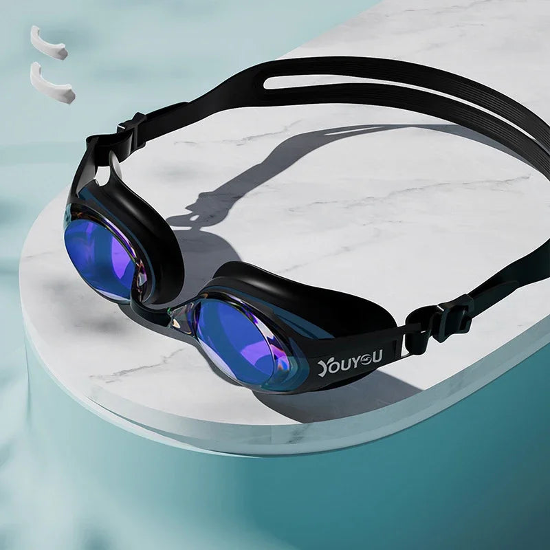 Professional Adult Swimming Goggles, Anti-Fog UV Protection, Waterproof Silicone Swim Glasses with Adjustable Straps for Men, Women, and Youth