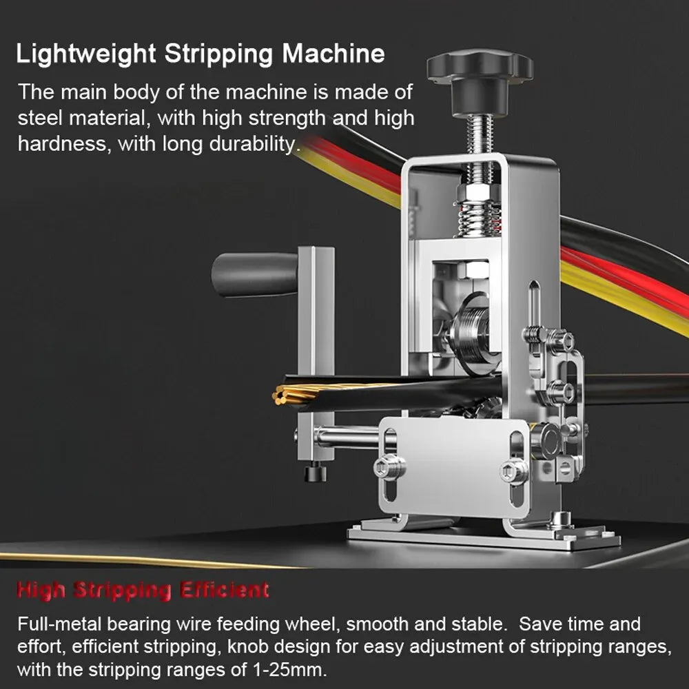 Spelafili manuale portatile 1-25mm Strumento per spelare cavi con manovella manuale e compatibilità con trapano elettrico