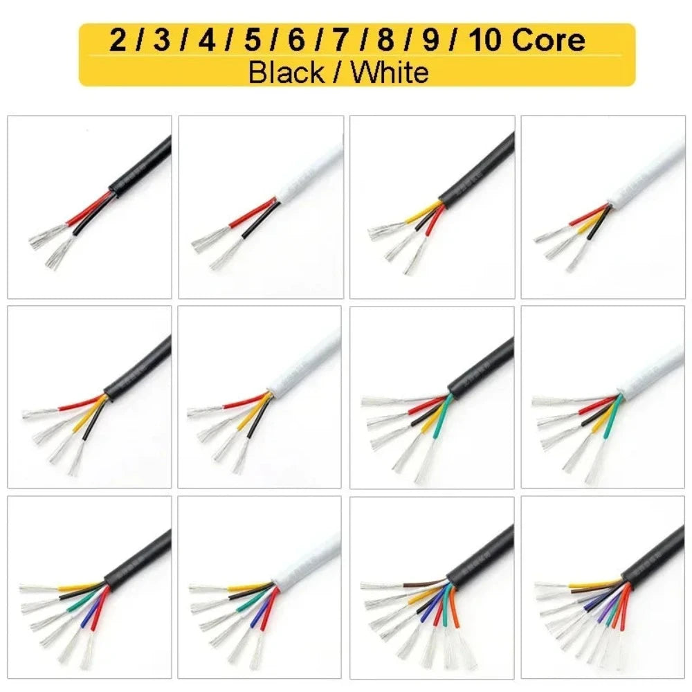 Cable de Altavoz Multicolor con Funda 2 3 4 5 6 7 8 9 10 Núcleo Cable de Audio Electrónico Para Tira LED Barra Altavoces Automotrices
