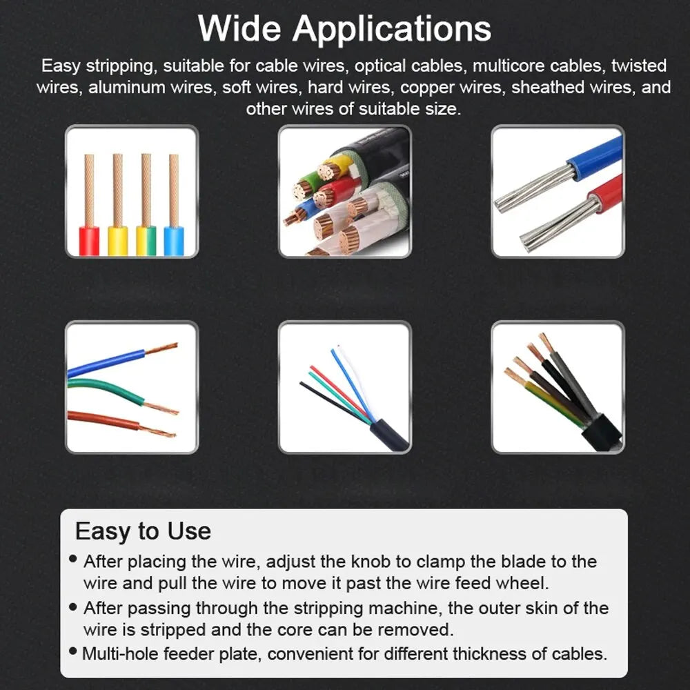 Spelafili manuale portatile 1-25mm Strumento per spelare cavi con manovella manuale e compatibilità con trapano elettrico