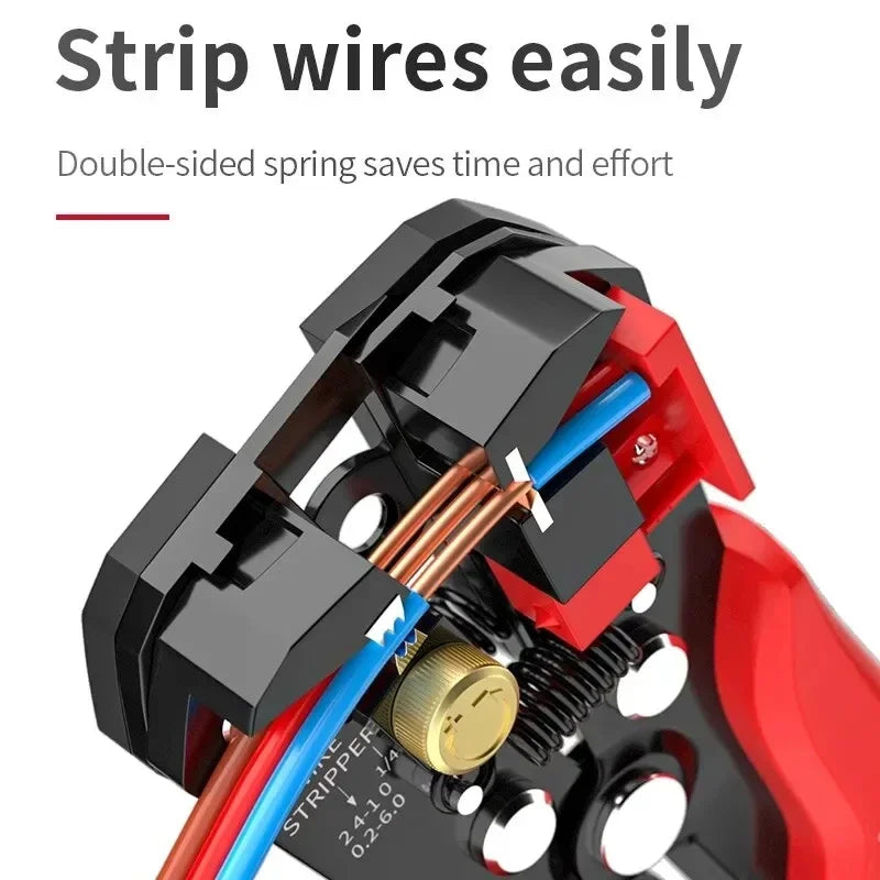 Crimpadora Profesional de Electricista Cortador de Cable - Alicates Desforradores Automáticos Ajustables