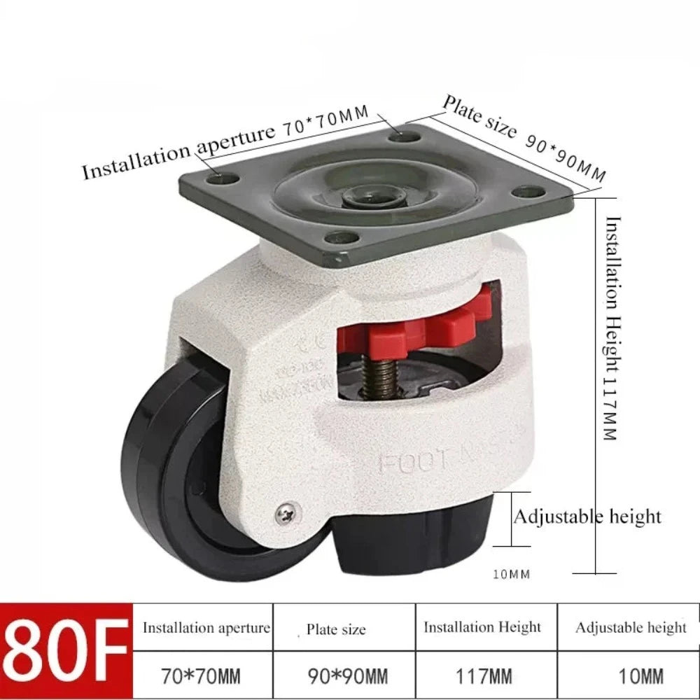 Roue de réglage du niveau, roulettes industrielles robustes pour machines lourdes GD40F/60F/80F, charge pivotante 500KG pour roues de meubles