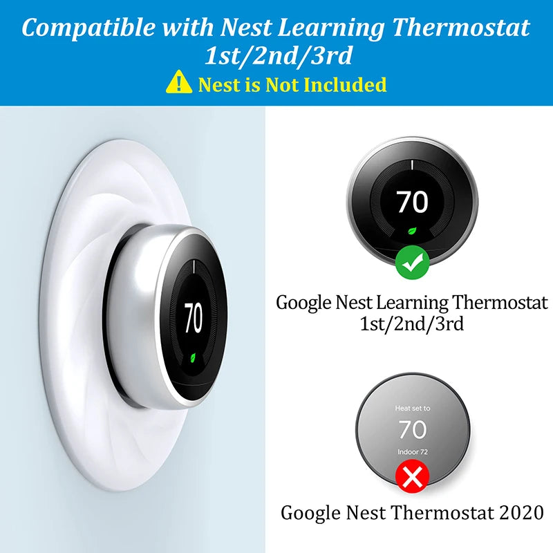 Płyta ścienna pasująca do Google Nest Thermostat 3. / 2. / 1. generacji Łatwa w użyciu Płyta ścienna Stereoskopowa Okrągła Osłona Uchwyt domowy