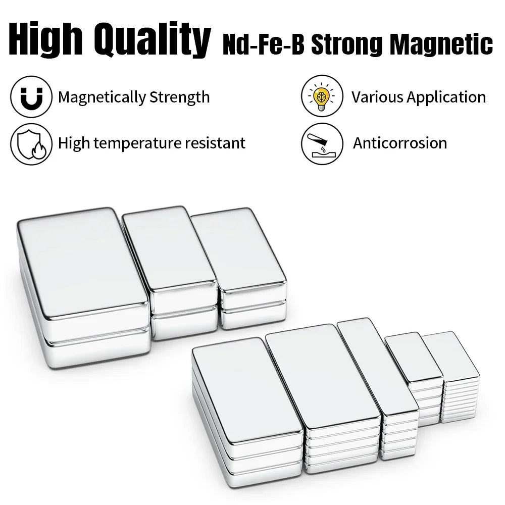 20-200Pcs Super Aimants en Néodyme Très Puissants 10/15/20mm X 5/10mm X 3mm N35 Aimants Bloc NdFeB Aimants Carrés Autocollants pour Réfrigérateur