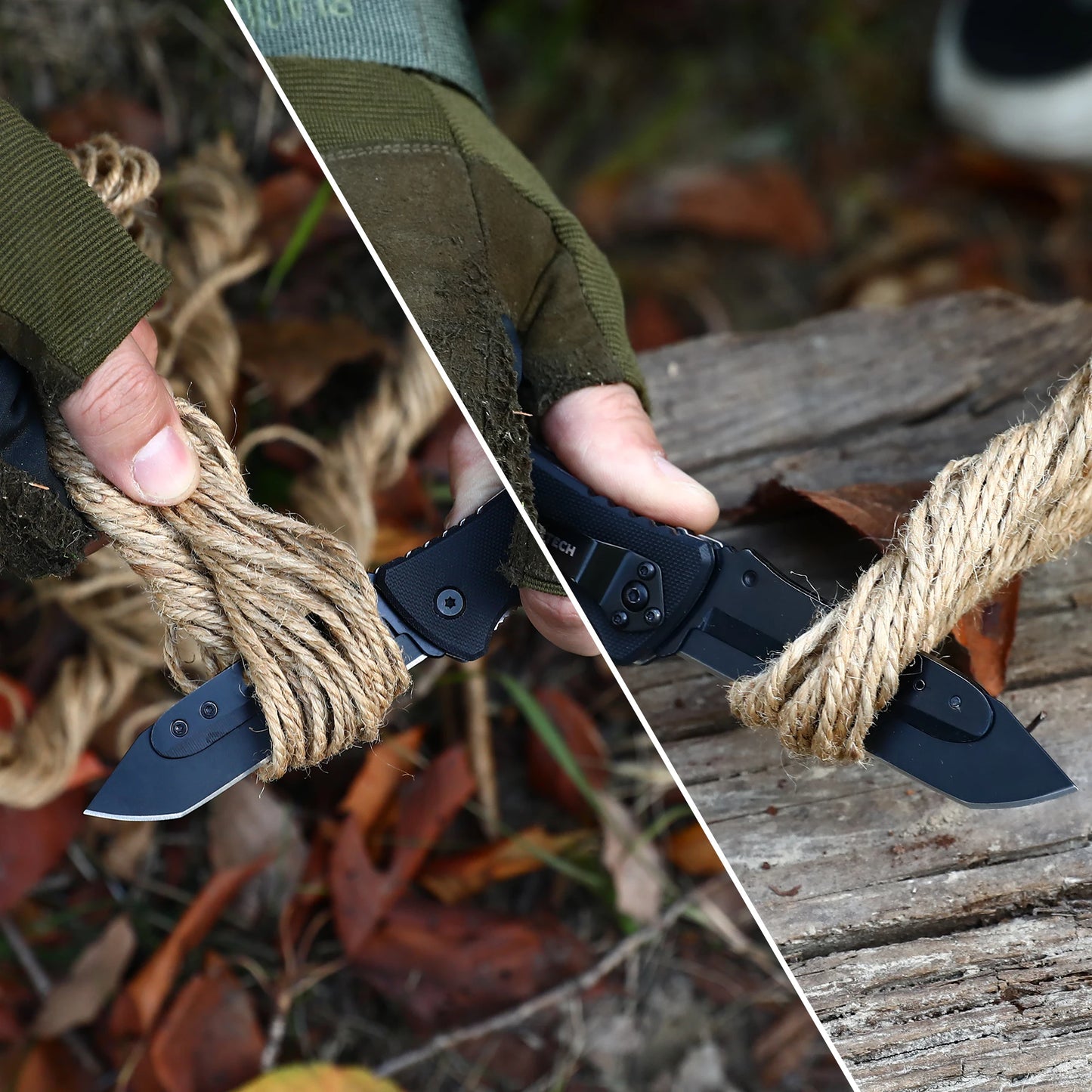 Cuchillo Plegable de Supervivencia al Aire Libre con 5 Hojas - Herramienta Multifuncional de Bolsillo