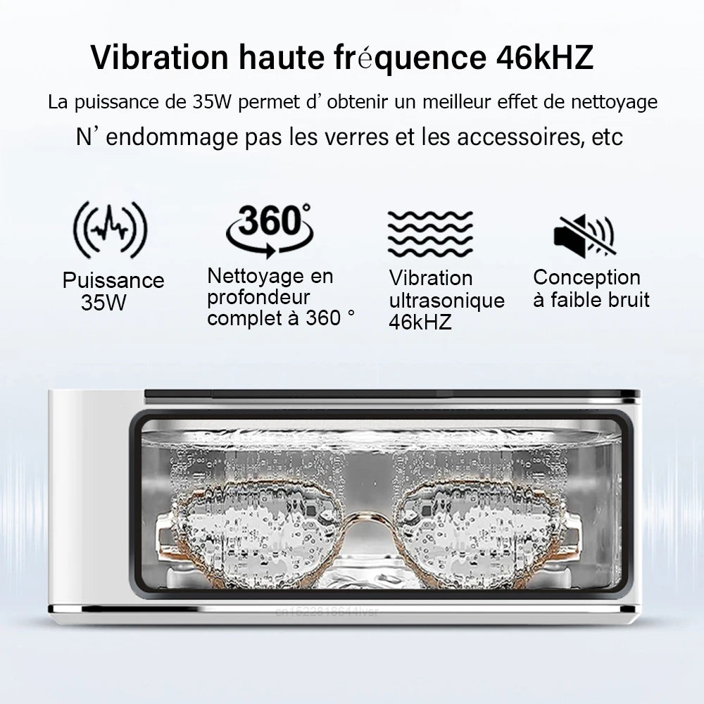 Nettoyeur à ultrasons 35W, nettoyeur de lunettes et de bijoux, 500ML, Machine de nettoyage à ultrasons, bain de lavage pour lunettes