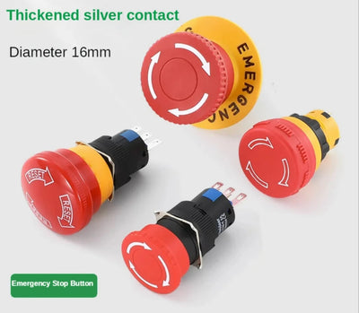 Interruttore di Arresto di Emergenza in Plastica Pulsante di Bloccaggio Automatico Testa a Fungo Rossa