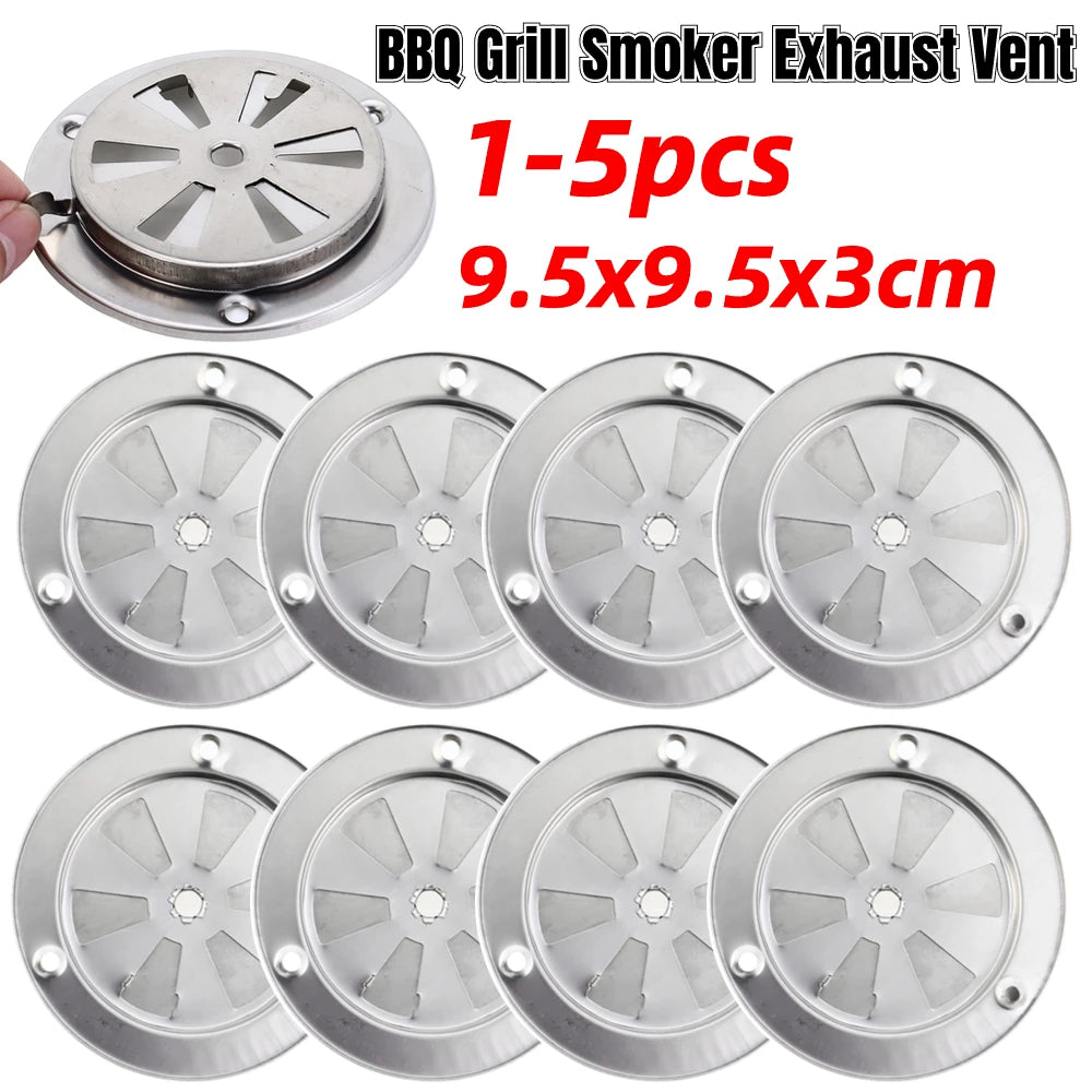 Vent Stove BBQ Grill Smoker Exhaust Damper Stainless Steel Air Vent Hole BBQ Accessories Replacement Parts