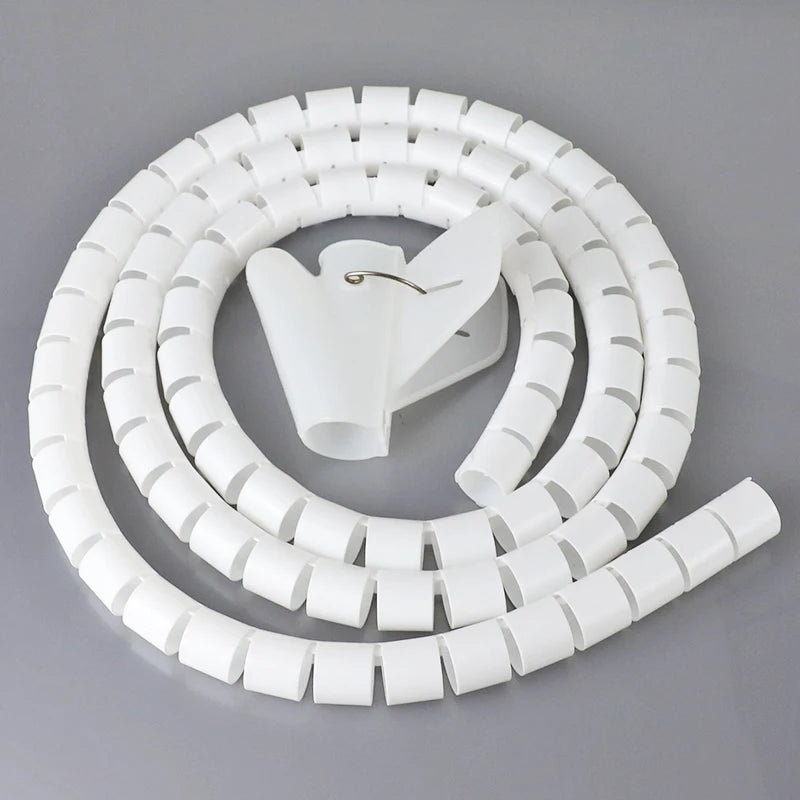 Clips de tube de stockage de fil de 5M Organisateur de manchon de câble Enveloppe de tuyau Protecteur de cordon Dispositif de gestion en spirale flexible