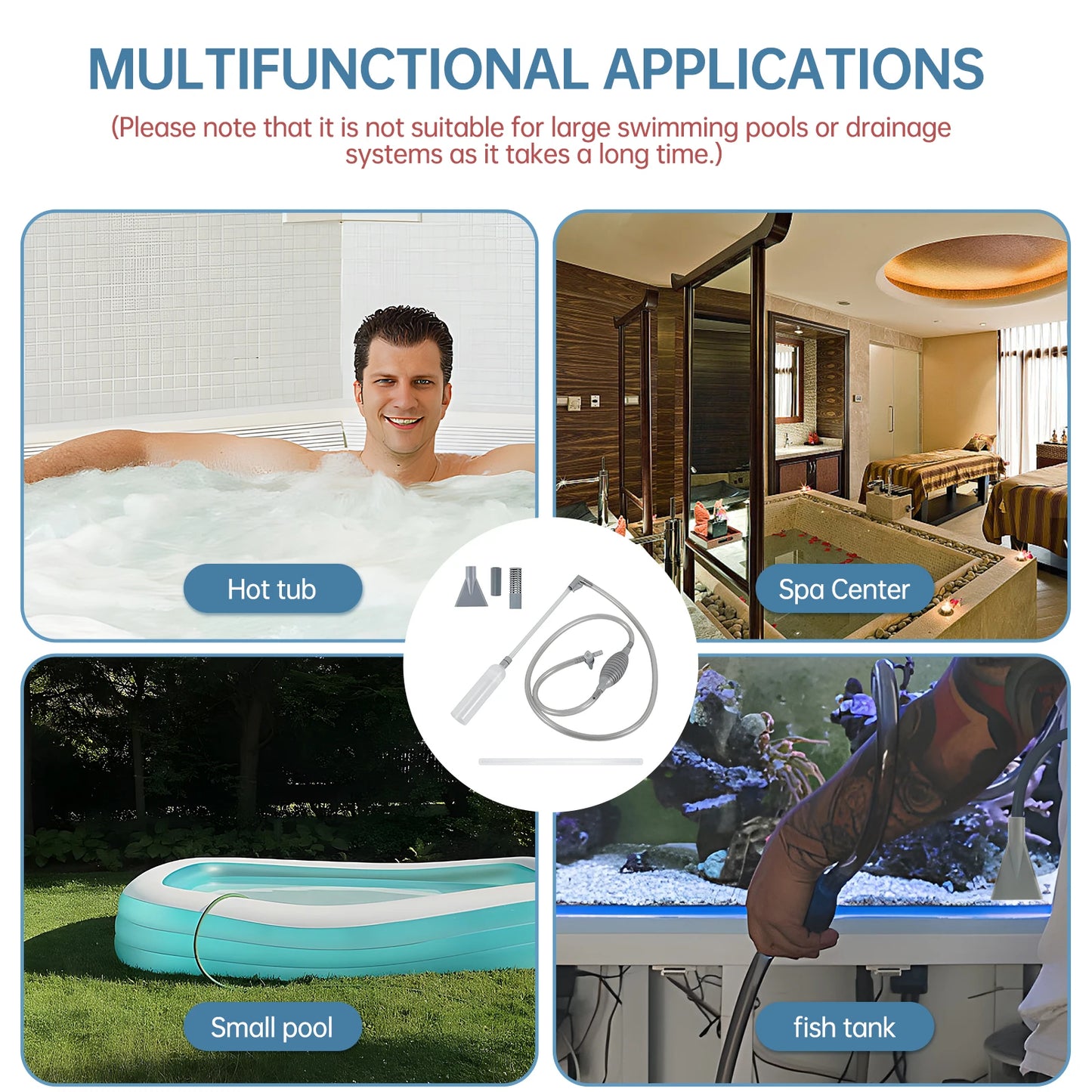 Hot Tub Vacuum Cleaner 10ft Swimming Pool Vacuum Cleaner with Strong Suction Fish Tank Cleane