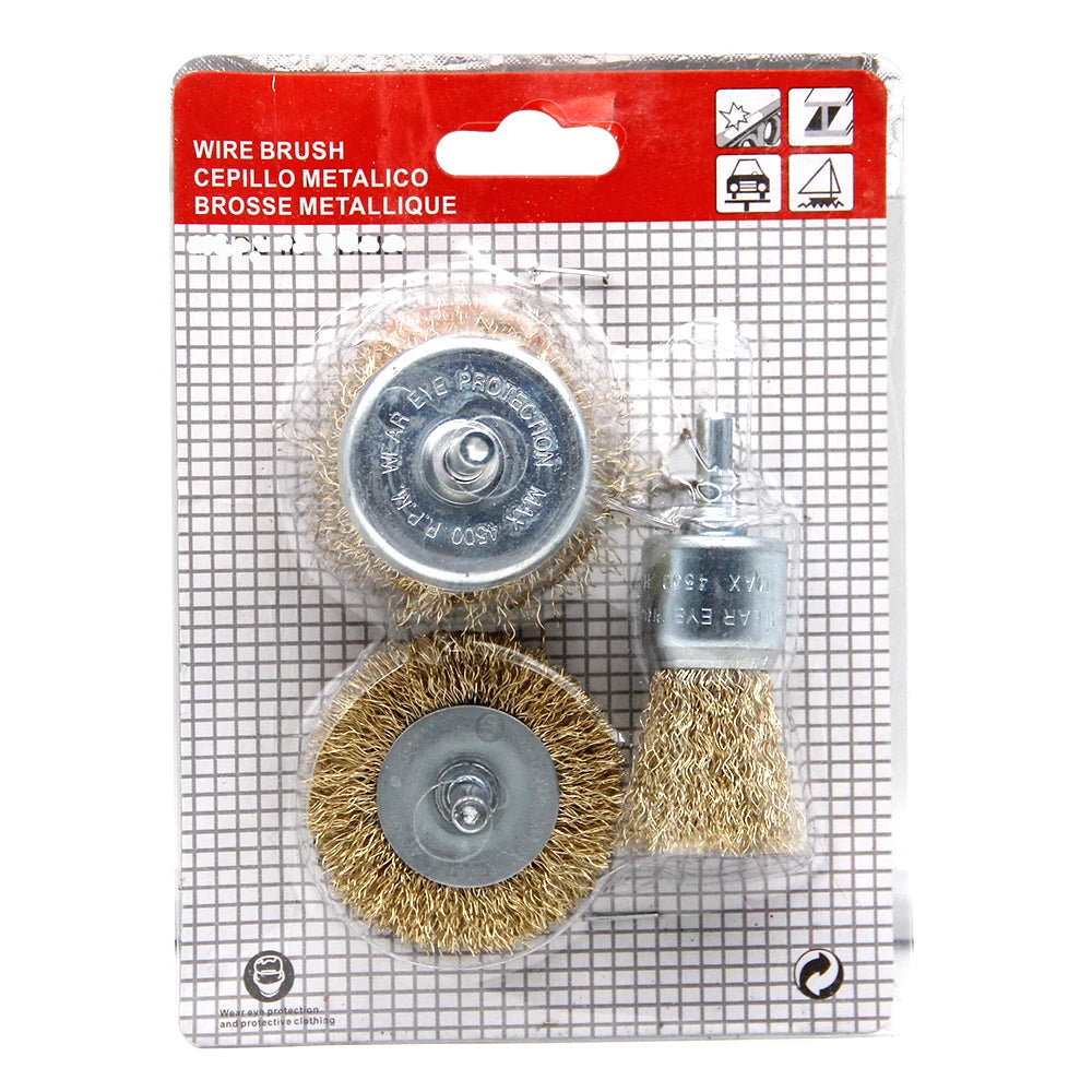 3-Piece Steel Wire Brush Set for Woodworking - T-Shaped, Bowl-Shaped, Pen-Shaped