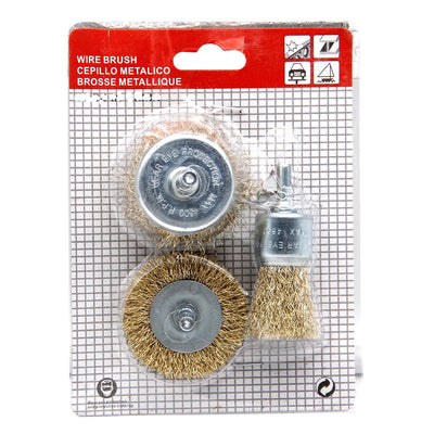 3-teiliges Stahldrahtbürsten-Set für die Holzbearbeitung – T-förmig, schalenförmig, stiftförmig