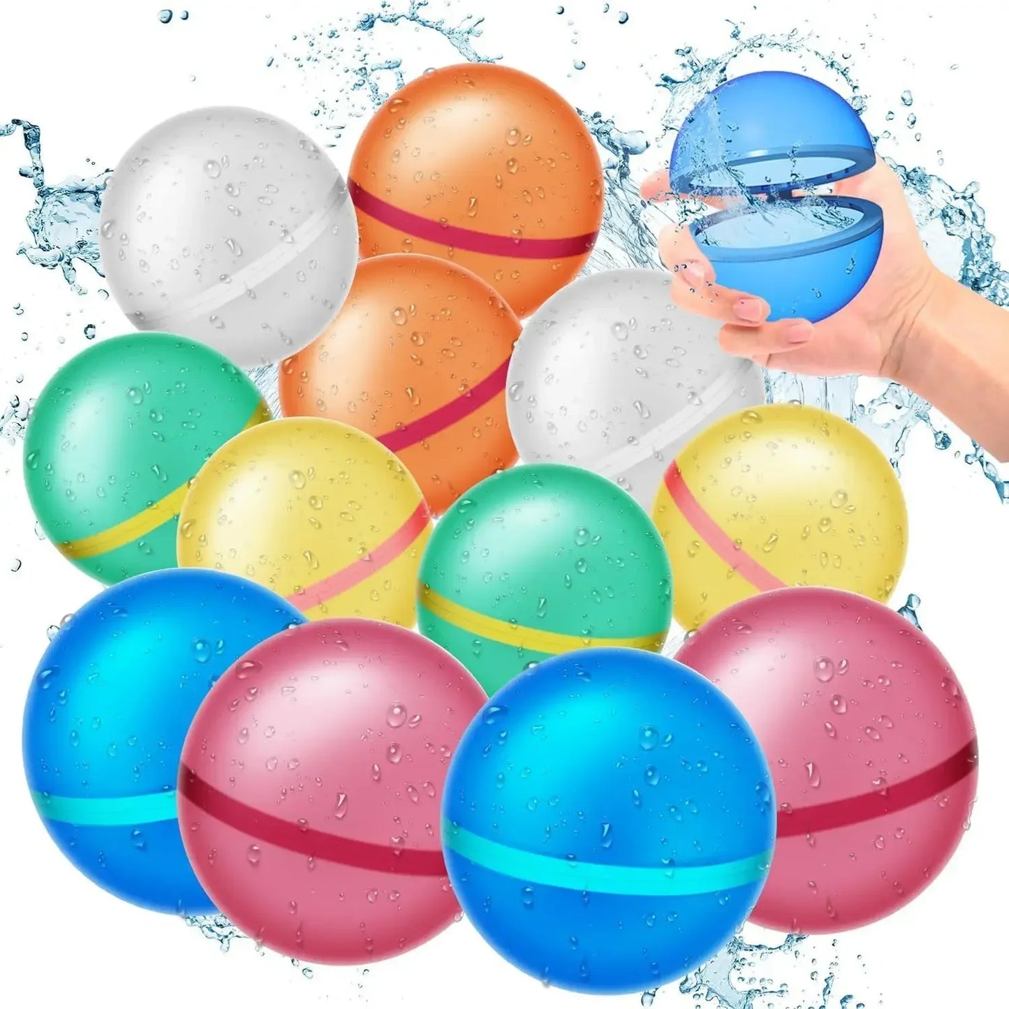 6PC Reusable Water Bombs Silicone Magnetic Water Balls Pool Water Toys