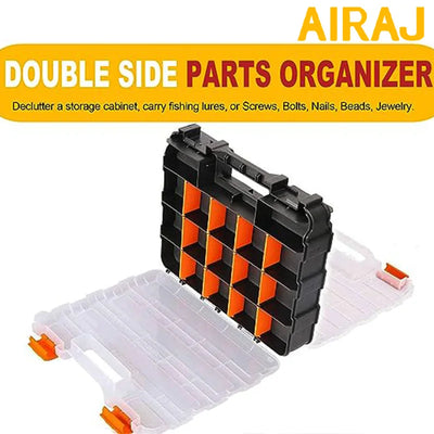 Double-Sided Tool Box Large Capacity and Grid Design Wear-Resistant and Impact Resistant Multifunctional Tool Box