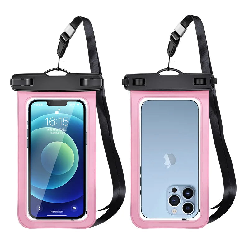 Waterproof Phone Pouch IPX8 Dry Bag with Lock and Lanyard Fits Phones up to 7 Inches for Beach Swimming Snorkeling and Boating