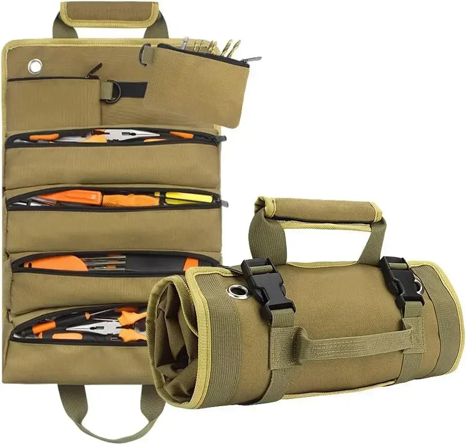 Portable Roll Up Oxford Tool Organizer Bag Multi Pocket Small Tool Pouch for Handyman Electrician DIY Use